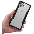 thumbnail image 4 of Nakedcellphone Acrylic Hybrid Series Compatible with Motorola One 5G Ace Case - [Black] Transparent Clear Back Panel, TPU Rubber Trim, Anti-Shock Phone Cover for XT2113, 4 of 7