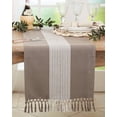 thumbnail image 3 of Fennco Styles Banded Stripe Fringe Cotton Table Runner 16" W x 72" L - Grey Woven Table Cover for Home, Dining Table Décor, Banquets and Special Occasions, 3 of 3