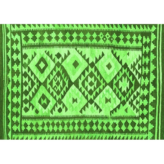 Ahgly Company Indoor Rectangle Southwestern Green Country Area Rugs, 2' x 3'