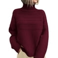 thumbnail image 1 of Suéter para Mujer PRETTYGARDEN Burdeos Cuello Alto Talla M, 1 of 6