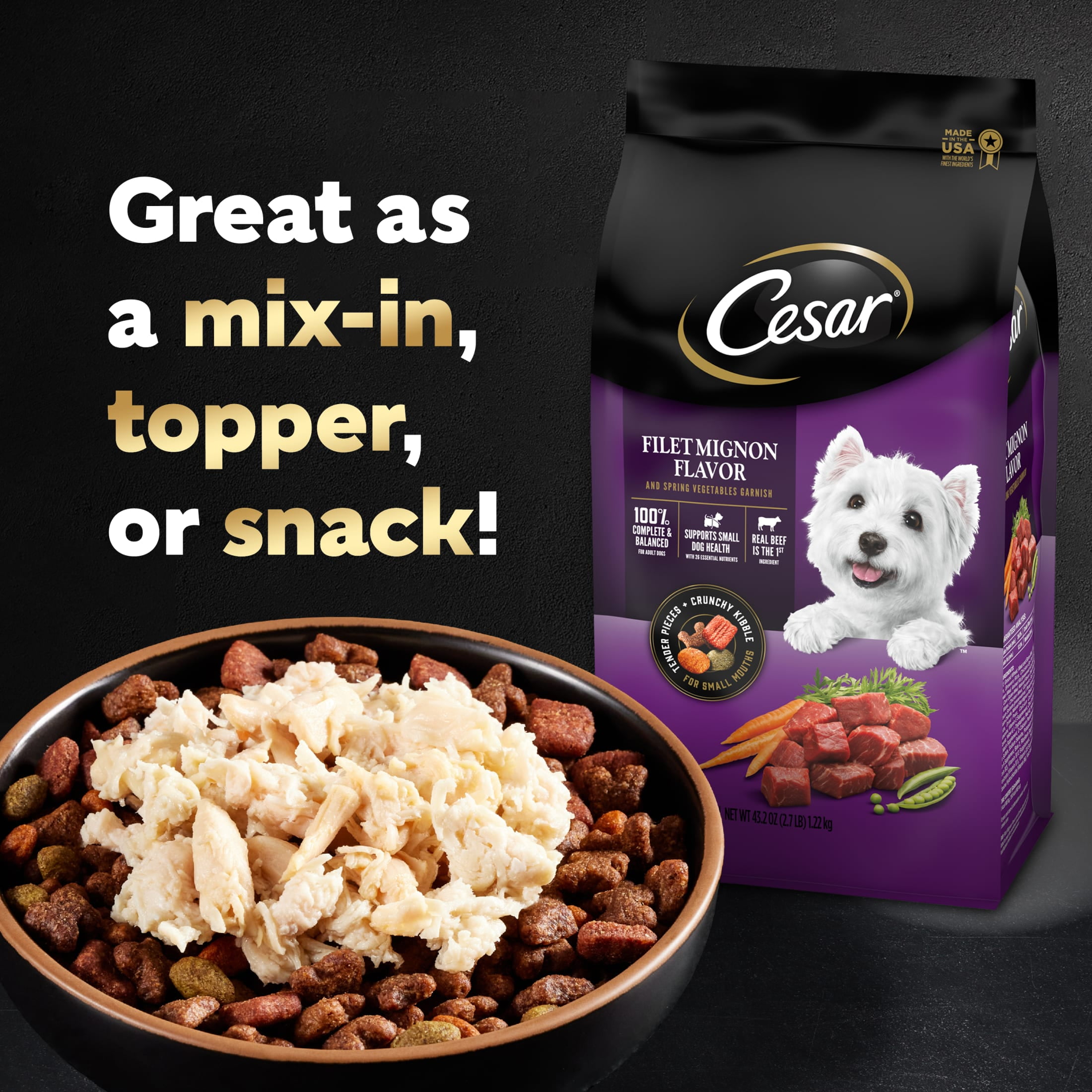 Cesar Simply Crafted Chicken Wet Dog Food, 1.3 Oz Tub