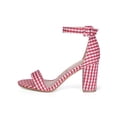 thumbnail image 5 of BLISSFUL STEP Women Buckle Block Heel Ankle Strap Open Toe Sandals Red-plaids 9, 5 of 8