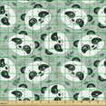 thumbnail image 2 of Ambesonne Animals Fabric by the Yard Upholstery, Cartoon Panda Bear Heads, 1 Yard, Multicolor, 2 of 5