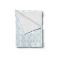thumbnail image 2 of Floral Soft Flannel Fleece Blanket, Geometric Design Vertical Flowers Pattern on Baby Blue Background Artwork, Cozy Plush for Indoor and Outdoor Use, 50" x 60", Baby Blue and White, by Ambesonne, 2 of 5