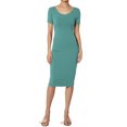 thumbnail image 1 of TheMogan Robe Midi Moulante en Jersey de Coton Extensible à Manches Courtes pour Femmes, 1 of 6