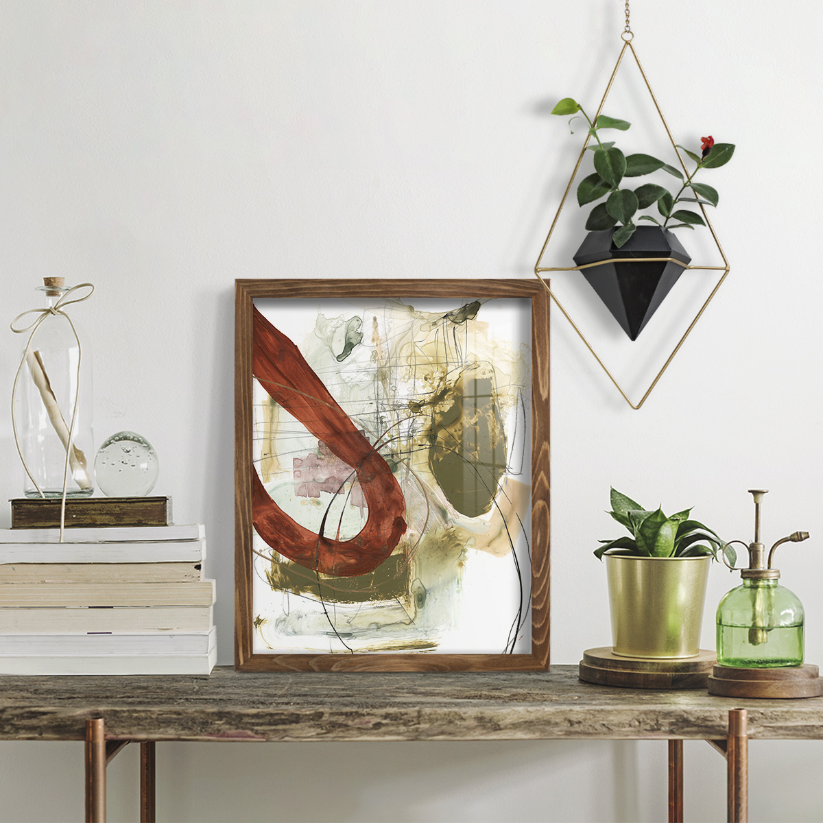 Rusted Loops I - Framed Print w/glass - Walnut