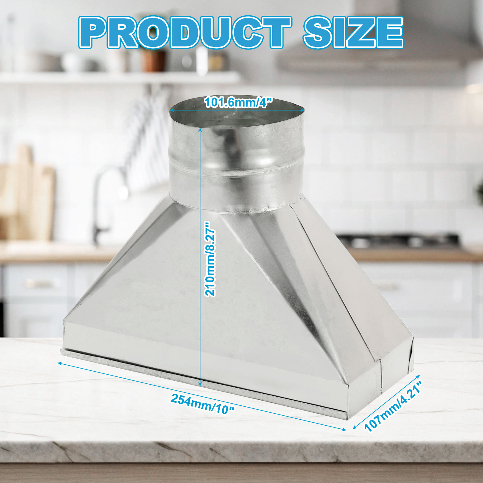 Uxcell 10" x 4" x 4" Straight Register Boot, Galvanized Steel Transition Rectangular to 4" Round Duct Transition Fitting for Connecting Floor Register Grille HVAC Duct Fittings