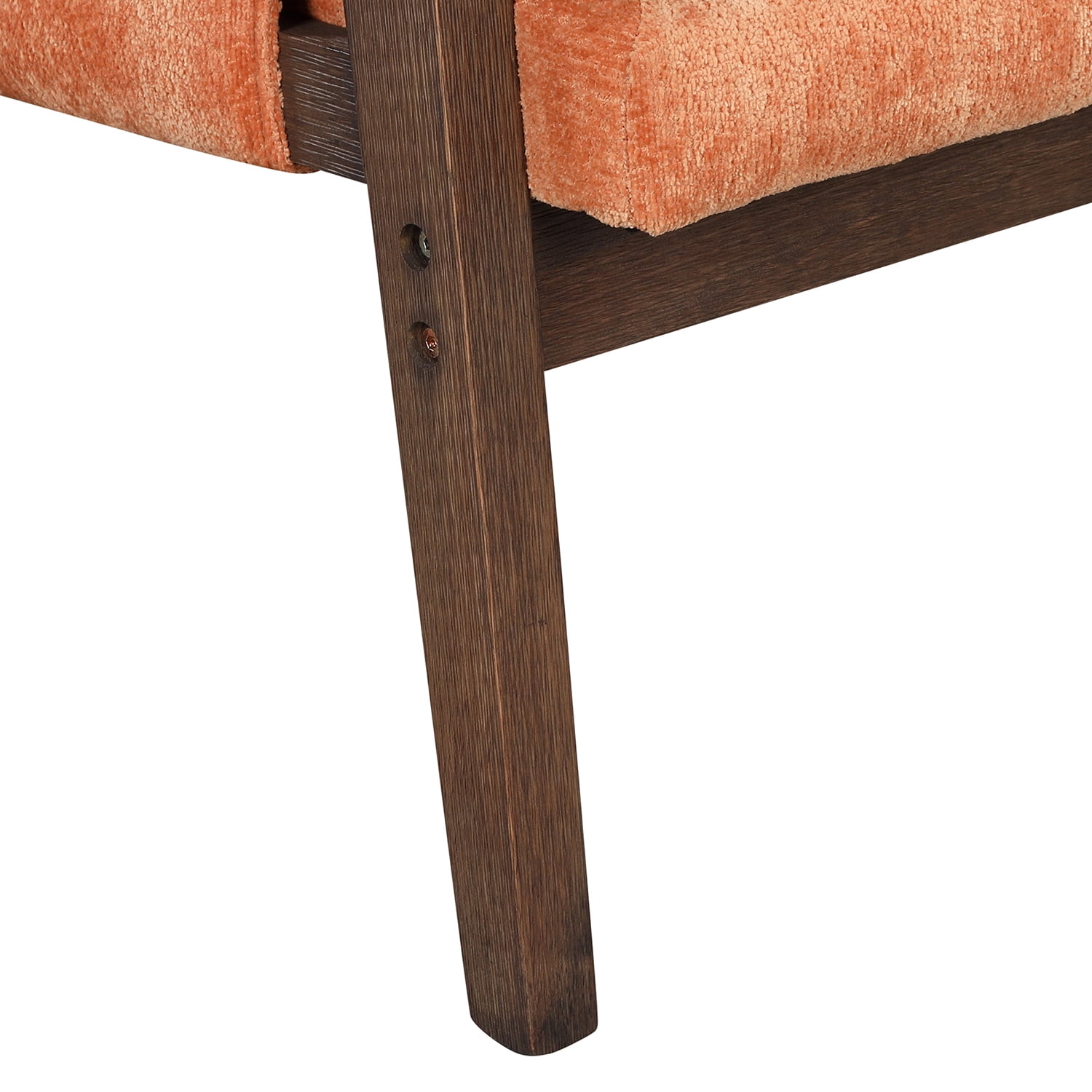 Kadyn Modern Velvet Accent Chair, Solid Wood Leisure Chair with Thick Seat Cushion, Upholstered Armchair for Living Room, Orange