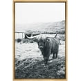 thumbnail image 3 of PixonSign Framed Canvas Print Wall Art Shetland Cow on The Farm Animals Wilderness Photography Realism Farmhouse/Country Portrait Relax/Calm Duotone for Living Room, Bedroom, Office - 24"x36" Natural, 3 of 5