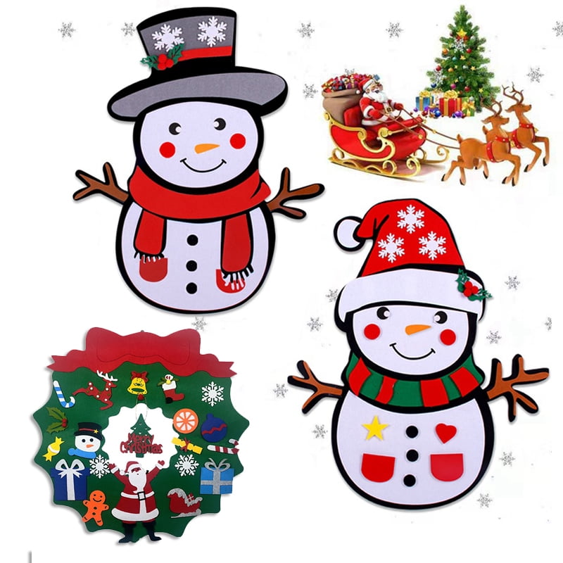 Cute Handmade Snowman Felt Christmas Tree Decoration 