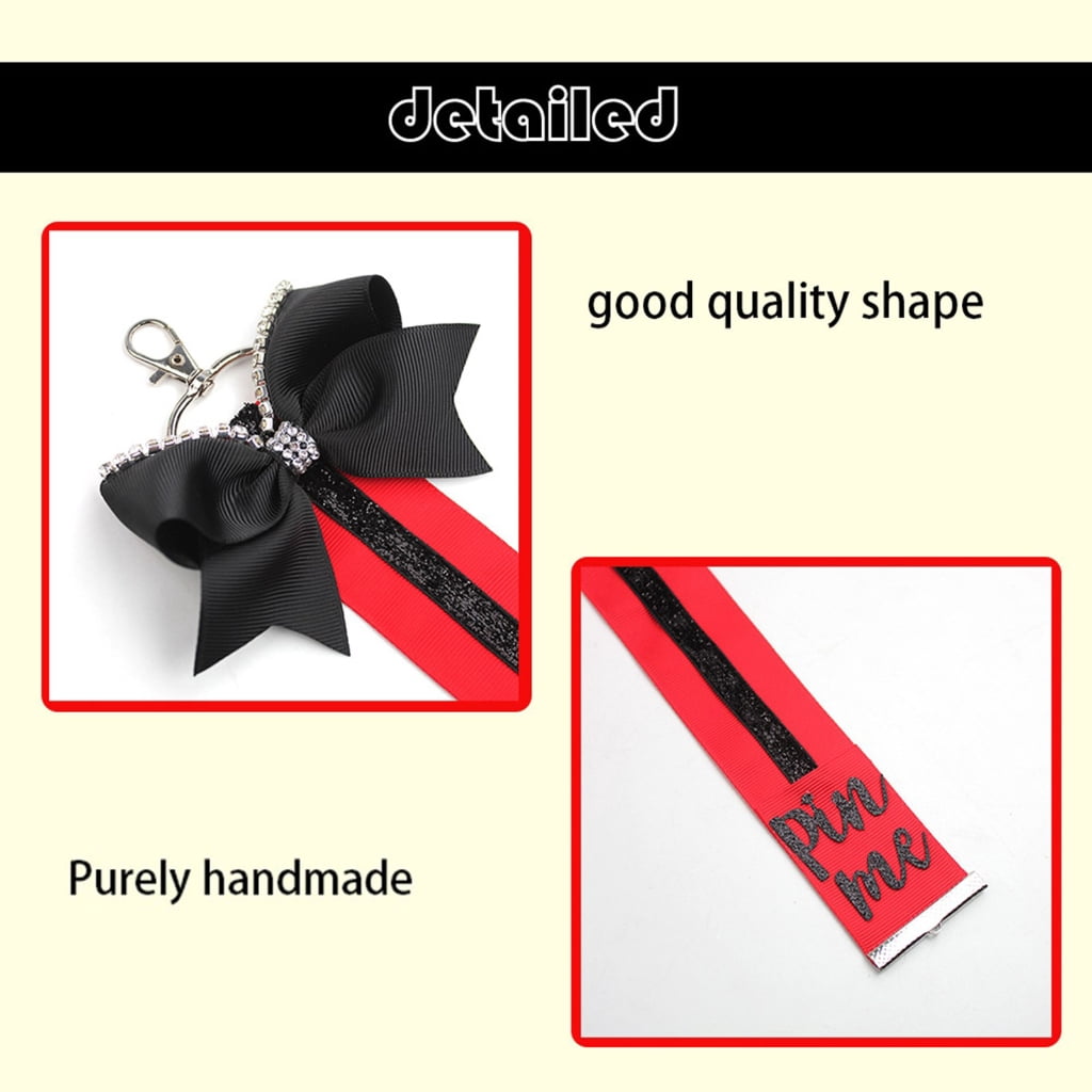 Pin Me Cheer Glitter Keychain with Bowknot Rhinestones Sports Accessories for Women Cheerleader Bag Backpack Pendant