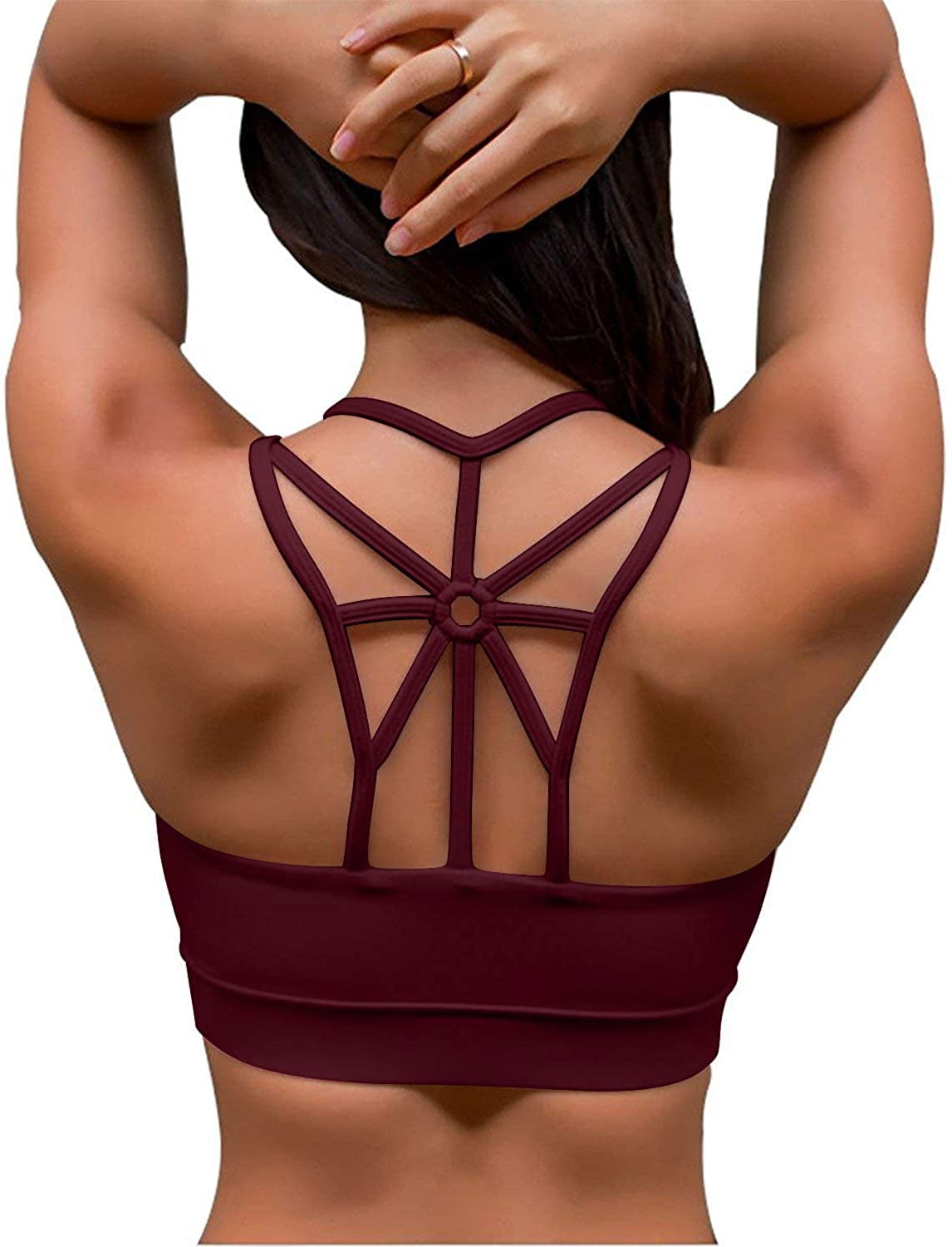 FITTIN Racerback Sports Bras for Women Padded Printed Sports Bras for Yoga Workout Gym Fitness Activewear Bra Tops