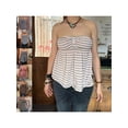 thumbnail image 3 of Argulvti Women Tube Top, Strapless Backless Solid/Stripes Vest Pleated Summer Tops, 3 of 8