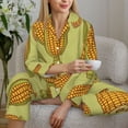 thumbnail image 6 of Hirioo Corn for Women's Pajama Sets 2 Piece Pjs Women's Long-Sleeved Pajama Set Button Down Sleepwear,S-XXL-Medium, 6 of 7