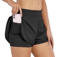 thumbnail image 1 of Pantalones cortos deportivos para mujer con bolsillos interiores con cremallera, pantalones cortos holgados para yoga, gimnasio, pantalones cortos deportivos de secado rápido para correr y, 1 of 6