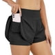 thumbnail image 1 of Pantalones cortos deportivos para mujer con bolsillos interiores con cremallera, pantalones cortos holgados para yoga, gimnasio, pantalones cortos deportivos de secado rápido para correr y, 1 of 6