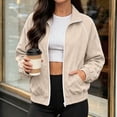 thumbnail image 5 of Sweatshirt Jacket for Women Stand Collar Full Zip Long Sleeve Casual Athletic Outerwear with Pockets for Daily Wear 2XL, 5 of 7