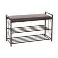 thumbnail image 1 of 212 Main 5276 Black Metal Shoe Bench with Padded Seat, 1 of 1