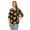 Floral Black Pink, variant on Women's Plus Floral Print Round Neck Roll Tab Sleeve Blouse Top
