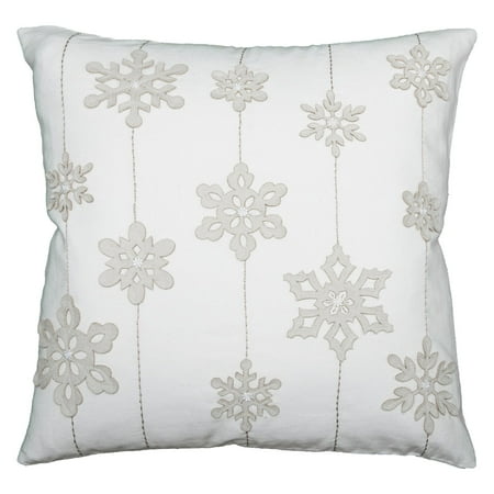 20 Inch X 20 Inch Cream Decorative Pillow With Hand Applique Of Felt With Outline Embroidery Details