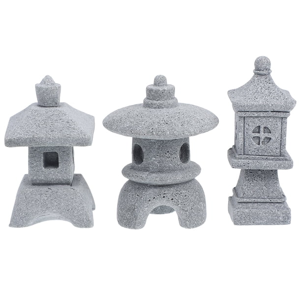 GOOHOCHY 3 miniestatuas de jardín en miniatura de estilo japonés, linterna de hadas para decoración de jardín al aire libre, para micropaisaje, acuario, bonsái, jardín zen.