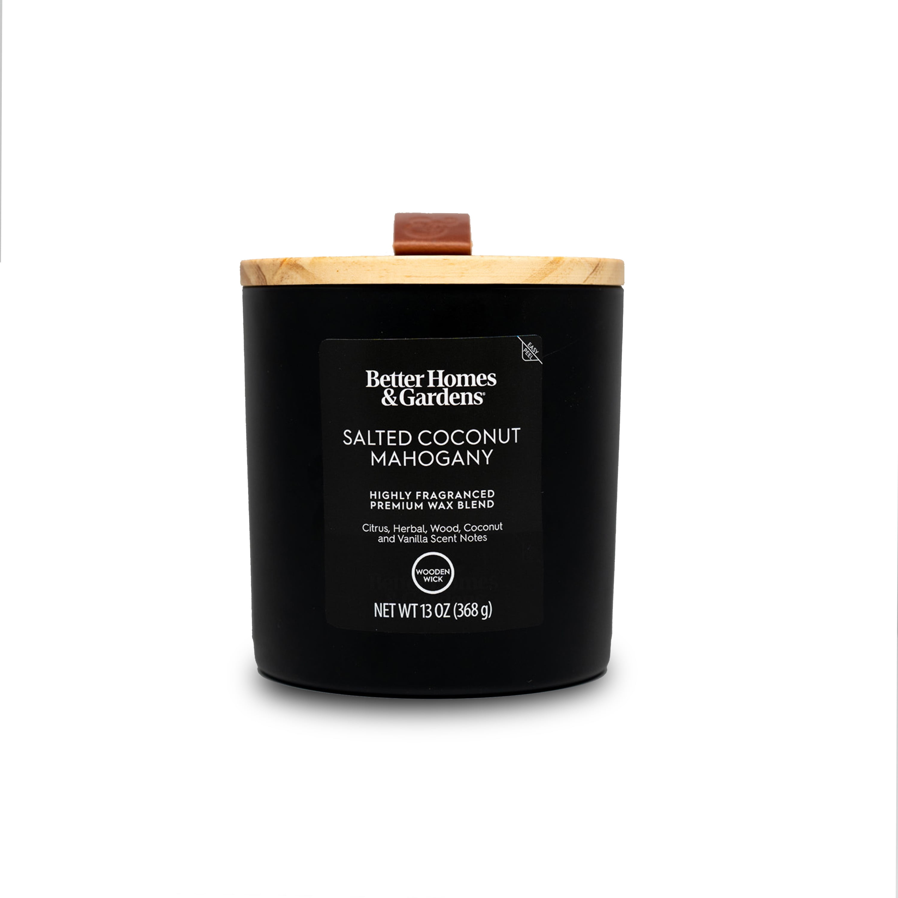 (4 pack) Better Homes & Gardens 13oz Salted Coconut Mahogany Scented Wooden Wick Jar Candle