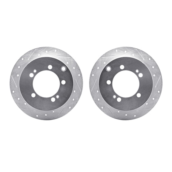 Dynamic Friction Company Rear Brake Rotors-Drilled and Slotted-Silver 7002-72044