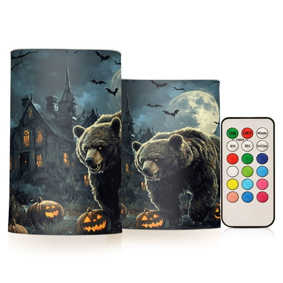 BZSMCE Flameless Candles LED Lights Halloween Bear Pattern Creativity Battery Candles