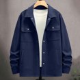 thumbnail image 6 of Riecok Cargo Jacket Men Long Sleeve Button down Coats Lapel Collar Jackets Casual Fall Outerwear with Pocket 3XL, 6 of 8