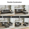 thumbnail image 3 of HONBAY Velvet Couch with Reversible Chaise and Storage Ottoman, Dull Grey, 3 of 5