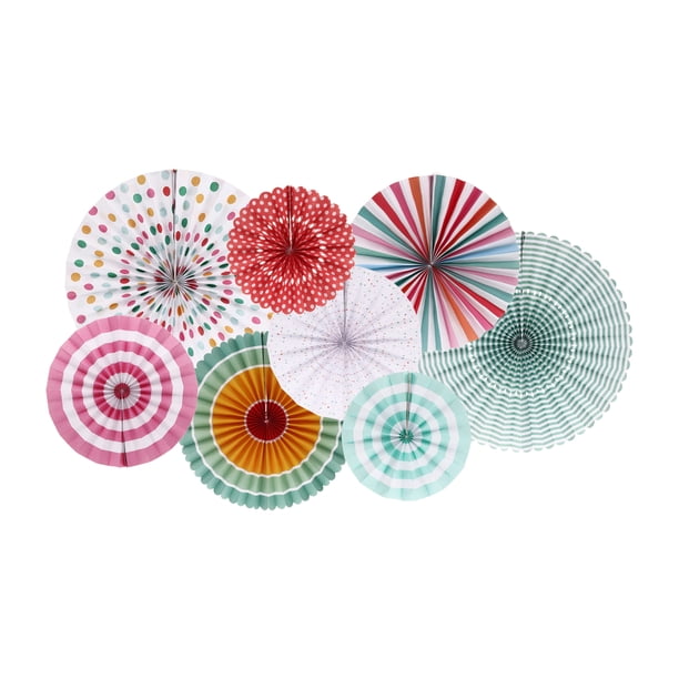 Uxcell Hanging Paper Fans Set Paper Decorations for Party Birthday, Flower Color(8pcs)