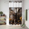 thumbnail image 6 of No Hook Shower Curtain, Vintage Western Shower Curtains for Bathroom with See Through Top Window, Countryside Sunflowers Wooden Retro Waterproof & Washable Bath Curtain Narrow 54"x78", 6 of 9