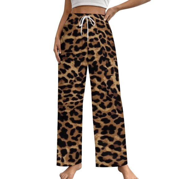 Animal Print Pajama Pants Breathable with Pockets Pajamas For Lady Vintage Sleeping Pants Bedroom Homewear
