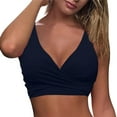 thumbnail image 3 of Ayolanni Deep V-Neck Womens Bikini Underwear Cotton Blue Cheeky Separates Solid Wetsuit Bikini Tops Juniors Swimwear M, 3 of 4