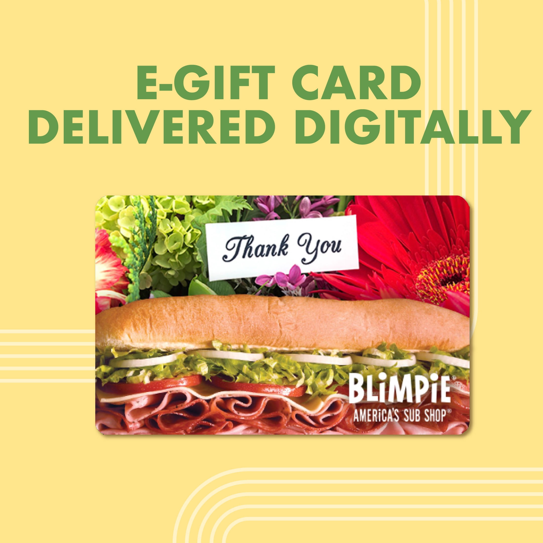 Blimpie $15 Thank You Sub eGift Card [Email Delivery]