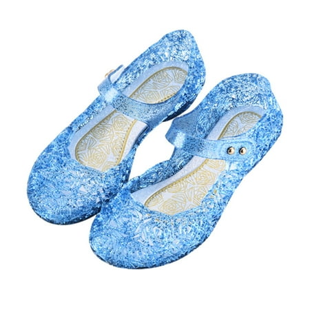 

Elsa Shoes Princess Shoes for Girls Blue Frozen Shoes Halloween Dress Up Shoes