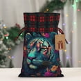 thumbnail image 5 of Rocae Colorful Flower Tiger Print Christmas Drawstring Linen Gift Bag with Drawstrings Treat Bag Goody Present Bags for Christmas Party Favor, 5 of 8