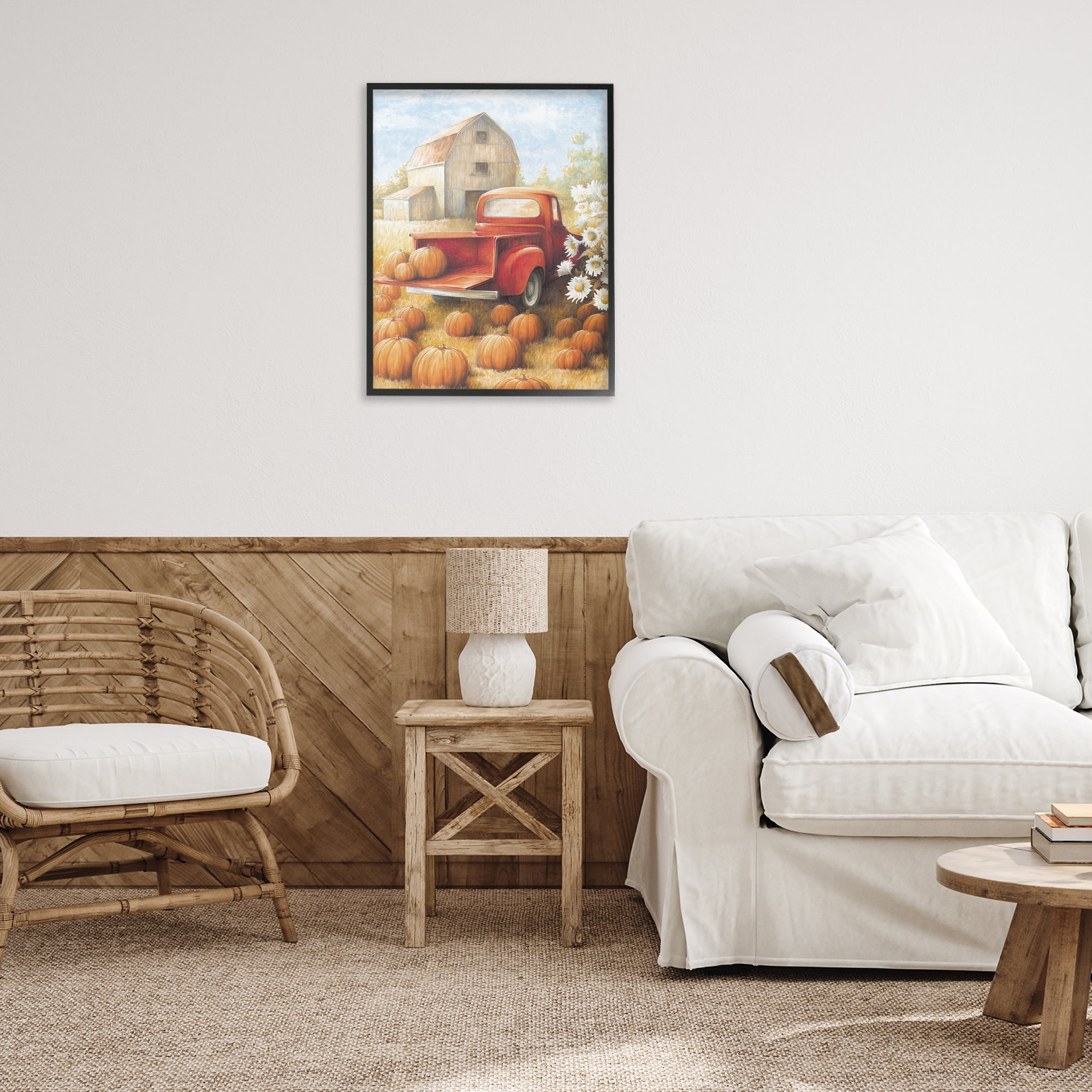 Stupell Industries Pumpkin Harvest Drop Off Landscape Painting Black Framed Art Print Wall Art, 24 x 30