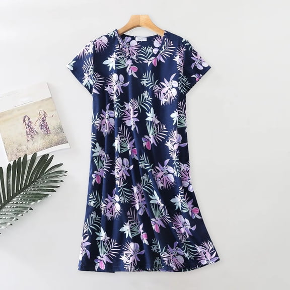 VLOOCKLW Nightgowns for Women Cotton Sleepshirts Short Sleeve Nightshirt Tshirt Night Gown Casual Sleepdress Comfy