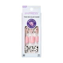 imPRESS Design Press On Nails , No Glue Needed, Pink & White, Short, Squoval, 30 Ct.