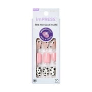 imPRESS Design Press On Nails , No Glue Needed, Pink & White, Short, Squoval, 30 Ct.