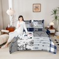 thumbnail image 4 of Homewish Tribal Sheep Skeleton Queen Comforter Set, Grey Navy Buffalo Bedding Sets, Rustic Western Hunting Reversible Bedding Comforter Set, Microfiber Bedroom Decor, 3pcs, 4 of 8