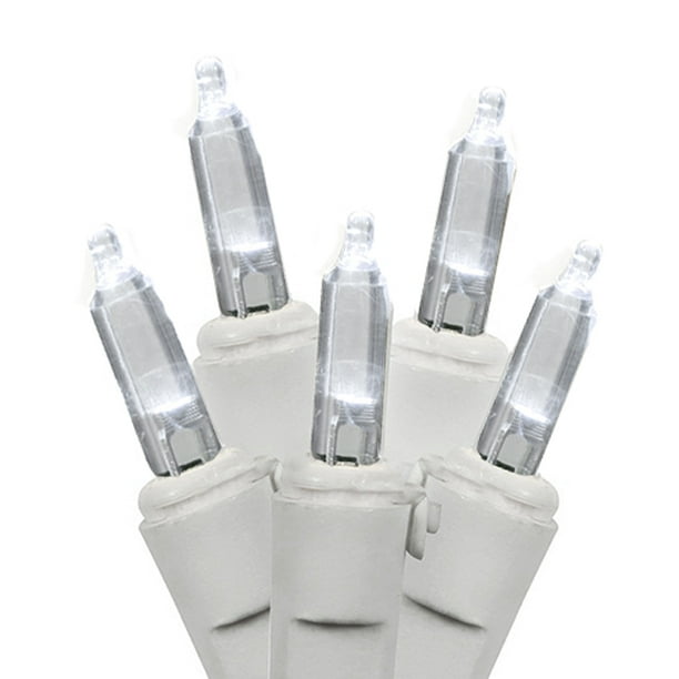 Set of 50 Pure White LED Mini Christmas Lights White Wire Walmart