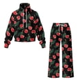 thumbnail image 4 of Xoenoiee Cherry Print Lounge Sets for Women 2 Piece Outfits with Long Sleeve Sweatshirt Tops and Wide Leg Sweatpants Tracksuit Set, Size XL, 4 of 7