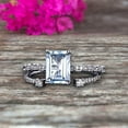 thumbnail image 2 of 2 Carat 7x5mm Emerald Cut 10k White Gold Aquamarine Engagement Ring Bridal Set, 2 of 4