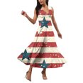thumbnail image 4 of Women's Patriotic American Flag V-Neck Sleeveless Maxi Dress, Stars & Stripes Summer Long Dress for 4th of July Independence Day Celebrations,Beige S, 4 of 5
