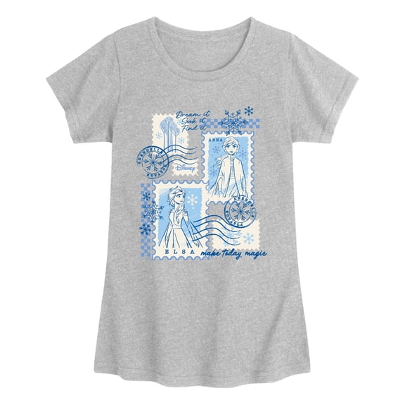 Disney Princess - Frozen Winter Stamps - Youth Girls Fitted Short Sleeve T-Shirt