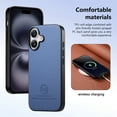 thumbnail image 4 of Case Designed for iPhone 16, Fabric Texture Back +TPU Frame, Luxury Ultra Slim Shockproof Drop Protective Lightweight Anti-Slip Anti-Scratch Back Case Cover for iPhone 16, Blue, 4 of 9