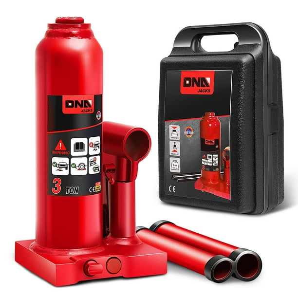 Botella hidráulica Jack DNA MOTORING 3 toneladas/3000 kg roja