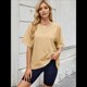 thumbnail image 4 of Camisetas de Gran Tamaño para Mujer, Cuello Redondo, Corta, Blusas Casuales de Verano, Blusas Holgadas de Corte Alto Amarillo Albaricoque S, 4 of 10